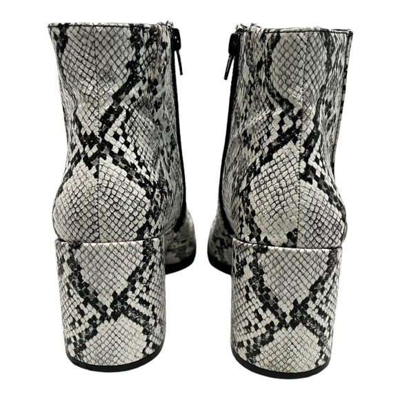 Mix No.6 Benisa White & Black Snake Print Vegan Block Heel Square Toe Boots 8.5 - Picture 7 of 14
